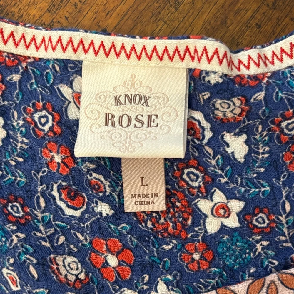 Knox Rose Blue and Red Floral Blouse - Picture 3 of 4